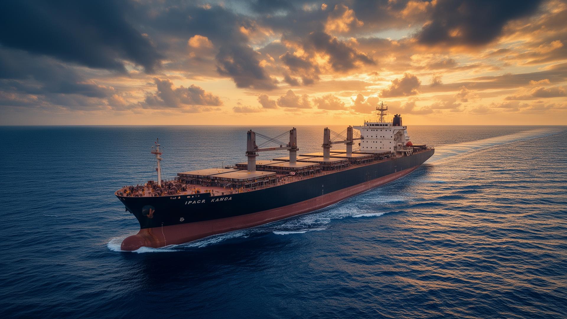 Cargo ship at sea